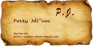 Petky János névjegykártya