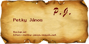 Petky János névjegykártya